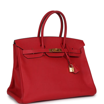 Hermes Birkin 35 Rouge Casaque Epsom Gold Hardware