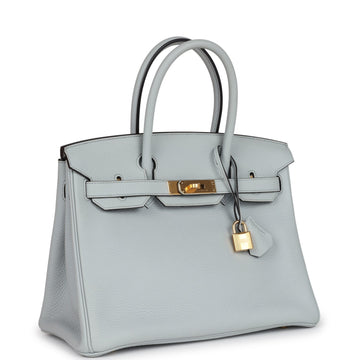 Hermes Birkin 30 Bleu Pale Clemence Gold Hardware