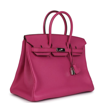 Hermes Birkin 35 Rose Shocking Chevre Mysore Palladium Hardware