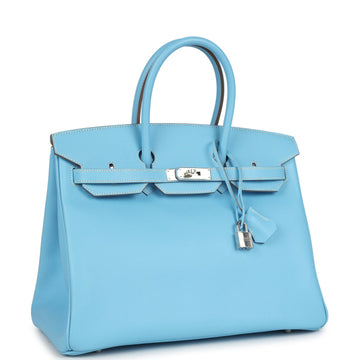 Hermes Birkin 35 Bleu Celeste Candy Epsom Palladium Hardware