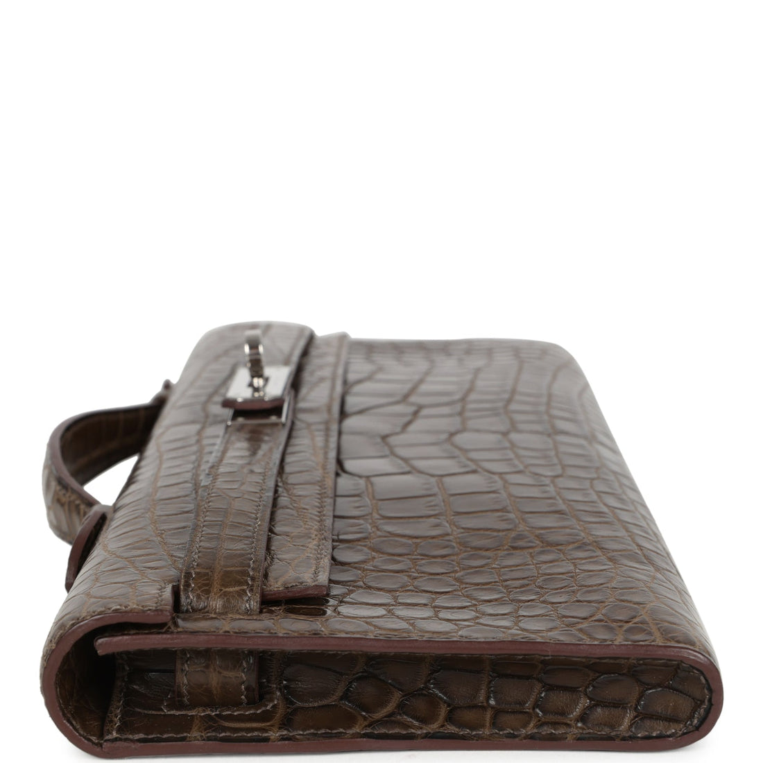 New Hermes Kelly Cut Gris Elephant Matte Alligator Palladium Hardware