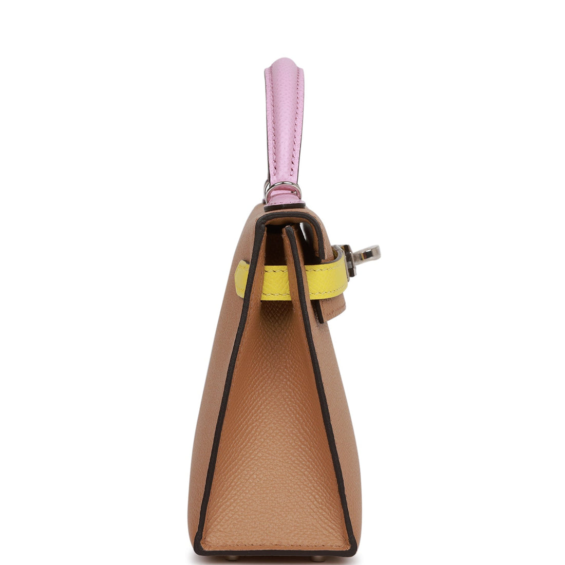 Hermes Kelly Sellier 20 Tri-Color Chai, Lime and Mauve Sylvestre Epsom Palladium Hardware