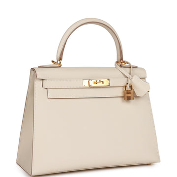 Hermes Sellier Kelly 28 Craie Epsom Gold Hardware