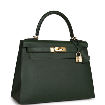 Hermes Kelly Sellier 28 Vert Anglais Epsom Gold Hardware