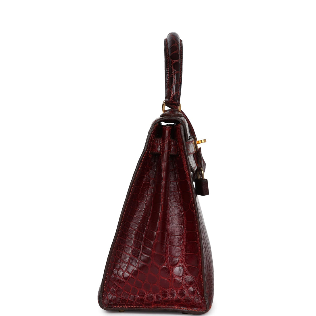 Vintage Hermes Kelly Sellier 28 Rouge H Alligator Gold Hardware