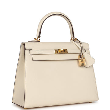Hermes Kelly Sellier 25 Nata Epsom Gold Hardware