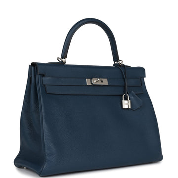 New Hermes Kelly Retourne 35 Bleu De Prusse Togo Palladium Hardware