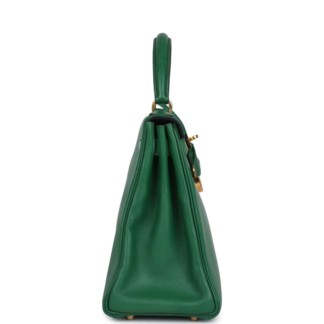 Vintage Hermes Kelly Retourne 28 Vert Benghal Courchevel Gold Hardware