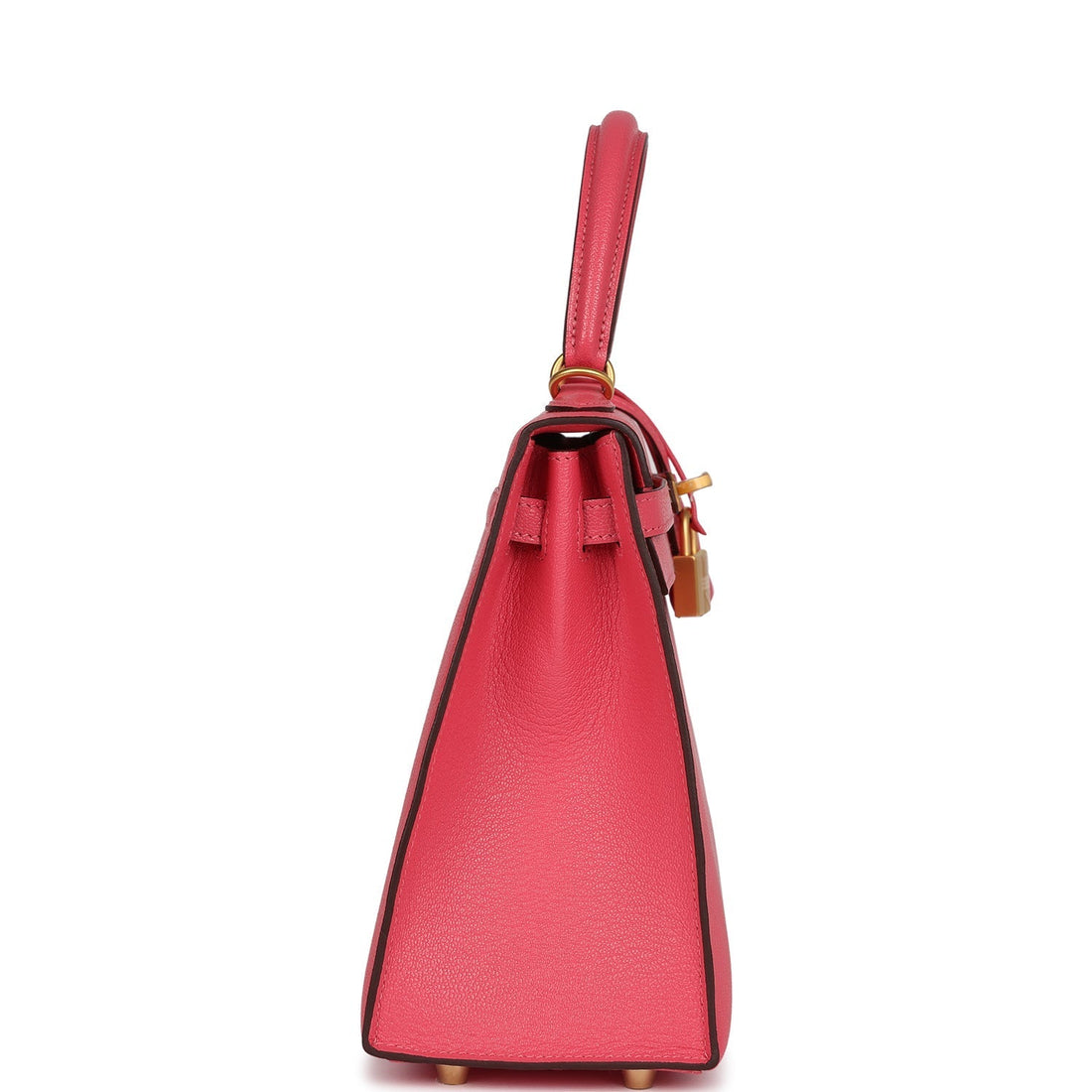 Hermes Special Order (HSS) Kelly Sellier 25 Rose Lipstick Verso Chevre Brushed Gold Hardware