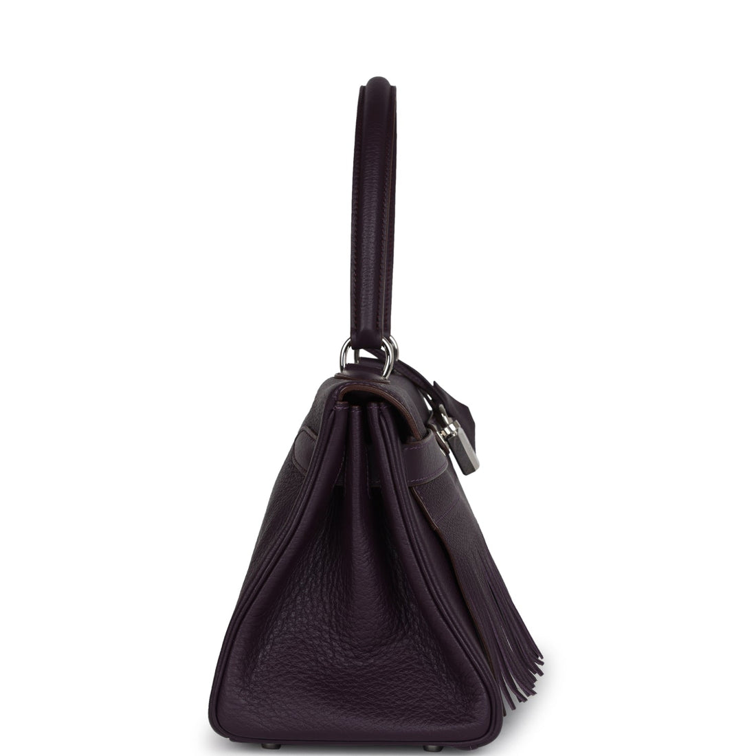 New Hermes Fringe Shoulder Kelly 42 JPG Raisin Clemence Palladium Hardware