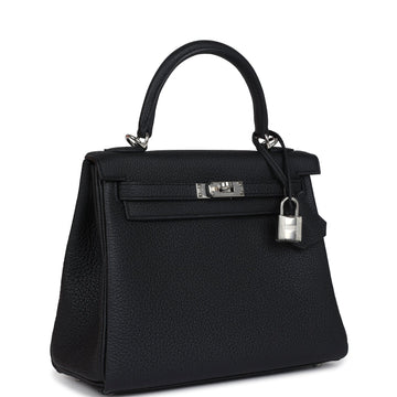 Hermes Kelly Retourne 28 Black Togo Palladium Hardware