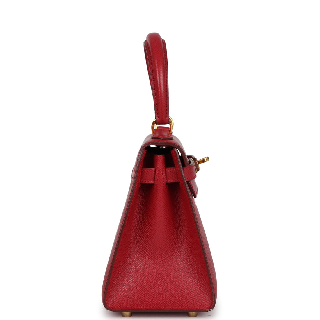 Vintage Hermes Kelly Sellier 20 Rouge Vif Courchevel Gold Hardware