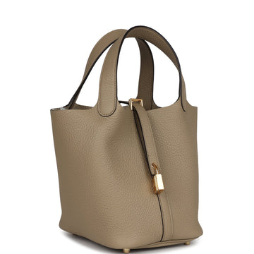 Hermes Picotin 18 Beige Marfa Clemence Gold Hardware