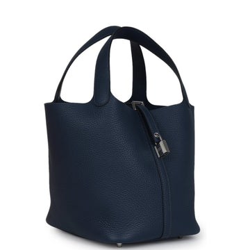 Hermes Picotin Lock 22 Bleu De Prusse Clemence Palladium Hardware