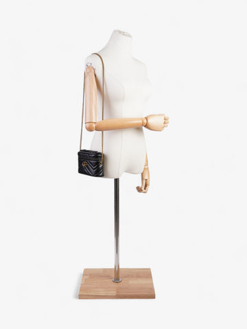 Gucci CS Marmont Top Handle Bag Black Matelasse Leather Mini