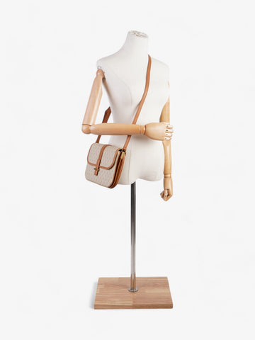 Saint Laurent Monogram Satchel Bag Beige / Brown Canvas