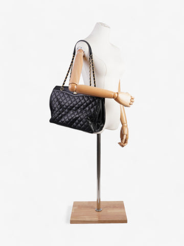 Chanel Shopping Bag Black Lambskin Leather Large