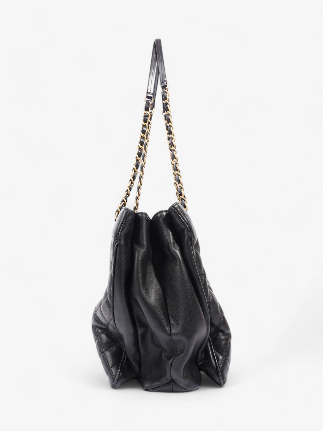 Chanel Shopping Bag Black Lambskin Leather Large