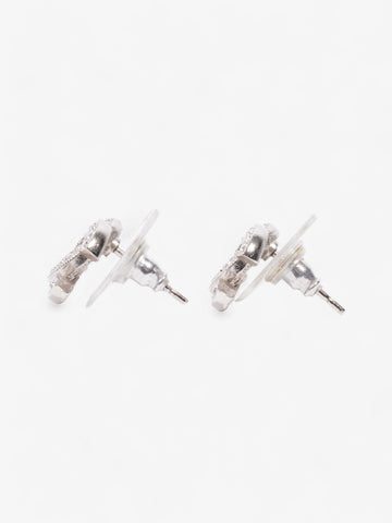 Chanel CC Crystal Stud Earrings Silver / White Base Metal