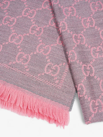 Gucci Jacquard CS Supreme Scarf Grey / Pink Wood 48cm x 180cm