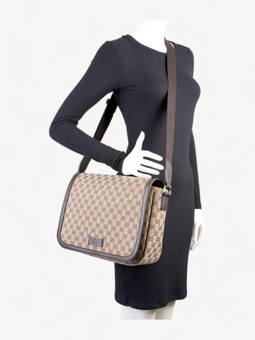Gucci CS Flap Messenger Bag  Beige Canvas