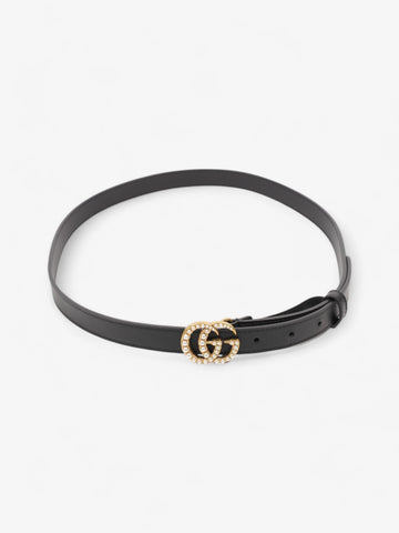 Gucci CS Marmont Thin Pearl Belt Black / Gold / Pearl Leather 90cm / 36"