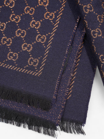 Gucci CS Scarf Navy / Bronze Wool