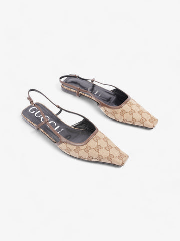 Gucci CS Slingback Pumps Beige  / Brown Canvas EU 41 UK 8.5