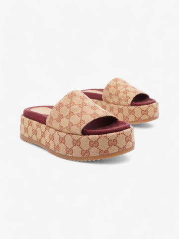 Gucci CS Platform Slides Beige  / Maroon Canvas EU 37 UK 4