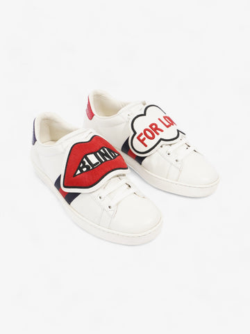 Gucci Ace 'Blind For Love" White / Red / Navy Leather EU 36.5 UK 3.5