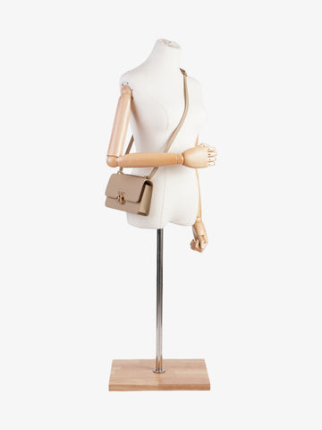Burberry TB Elongated Oat Beige Leather Mini
