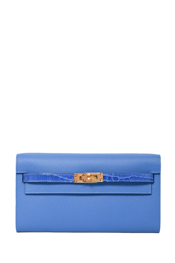 Hermès 2018 Mykonos Bleu Zellige Epsom Kelly To Go Alligator Touch