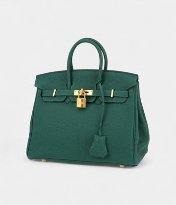 Hermès Birkin 25 Cm Handbag In Malachite Green Togo Leather