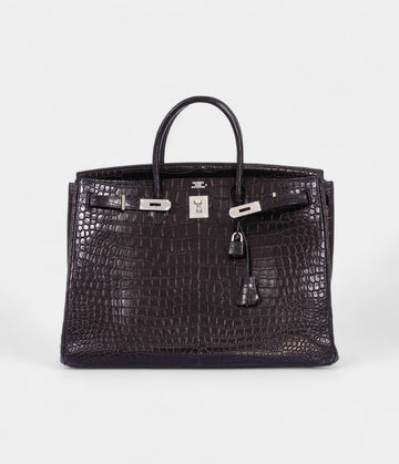 Hermès Birkin 40 Black Matte Crocodile Porosus Palladium Hardware