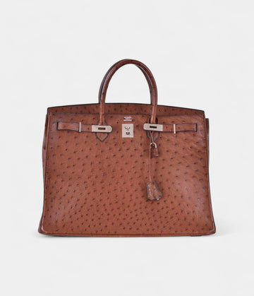 Hermès Birkin 40 Noisette Chevre Leather Beige Ostrich Palladium Hardware