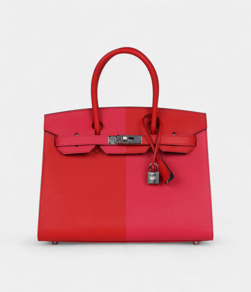 Hermès Casaque Birkin Sellier 30 Rouge De Coeur and Rose Extreme Epsom Palladium Hardware