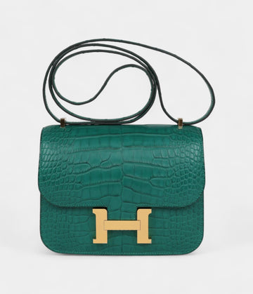 Hermès Constance 18 Malachite Matte Alligator Gold Hardware