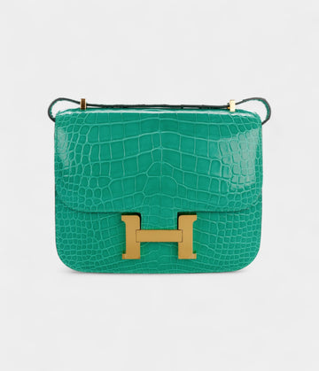 Hermès Constance 18 Vert Jade Shiny Alligator Gold Hardware