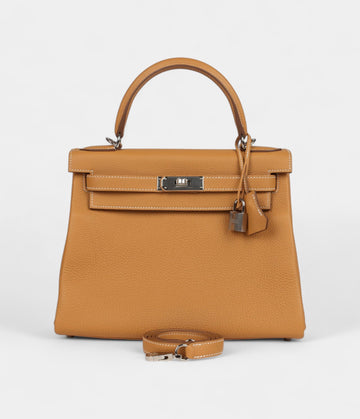Hermes Kelly 28 Natural Sand Togo Palladium Hardware