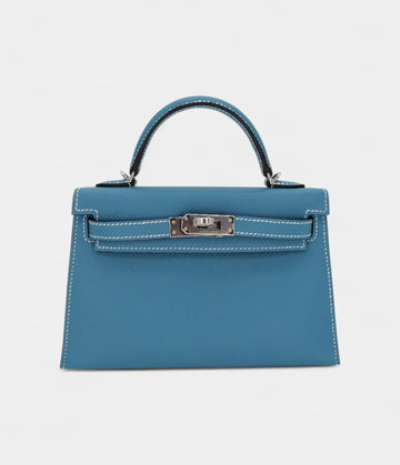 Hermès Kelly II Sellier Mini Bleu Jean Epsom Leather Palladium Hardware