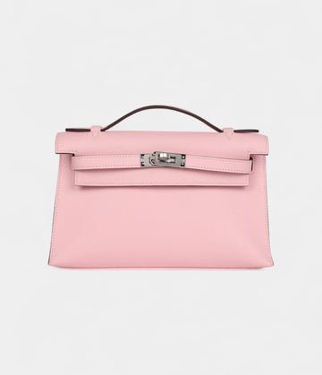 Hermès Kelly Pochette Rose Sakura Swift Palladium Hardware