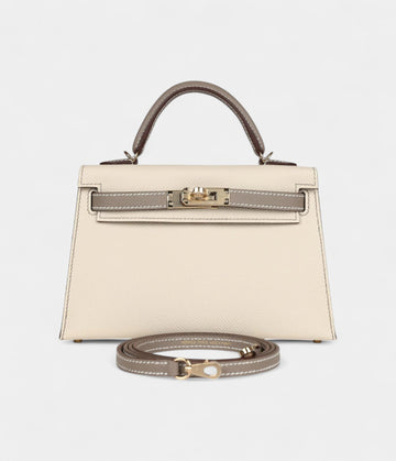 Hermès Kelly Sellier 20 Craie and Gris Asphalte Epsom Permabrass Hardware