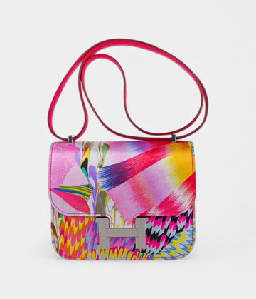 Hermès Limited Edition Mini Constance 18 Bag Marble Silk with Palladium Hardware