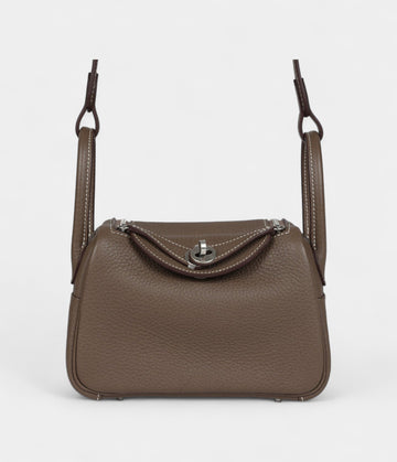 Hermès Mini Lindy Etoupe Clemence Palladium Hardware