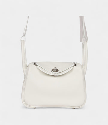 Hermès Mini Lindy White Swift Palladium Hardware