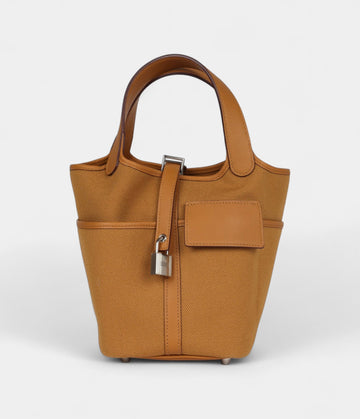 Hermès Picotin Lock 18 Sesame Swift and Toile Canvas Palladium Hardware