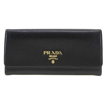 PRADA Long Wallet Purse 1MH132 Safiano black Women Used