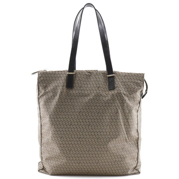 FENDI Tote Bag Nylon, Calfskin Brown micro zucchini Women Used