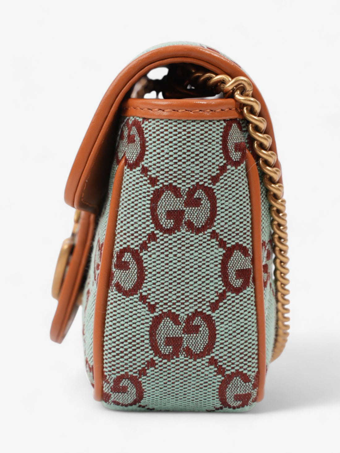 Gucci CS Shoulder Bag Pale Blue / Brown Canvas Super Mini