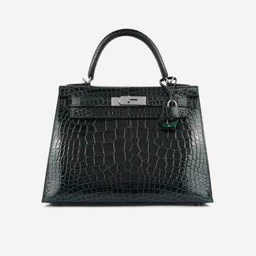 Hermès Kelly 28 Verso - Vert Cypres Alligator / Vert Jade